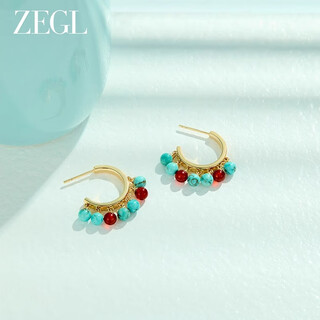 Zegl turquoise earrings women's 925 silver needle earrings azure island series women's birthday gift for best friend