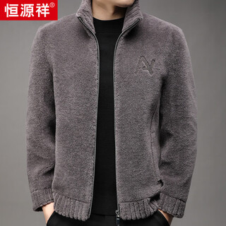 Hengyuanxiang 100% pure wool coat men's 2025 autumn and winter new stand-up collar jacket woolen coat men's gray xl