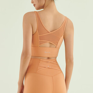 Sky hands sports bra women's shockproof yoga vest professional pilates vest with chest pad himalayan yellow s