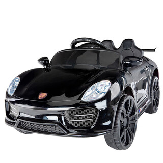 Chuangjingyi selects a large children's electric four-wheel car car for children with remote control 1-6 years old baby 4-wheel toy car for children to charge and sit on, painted power black four-body functional leather seat, electric body movement