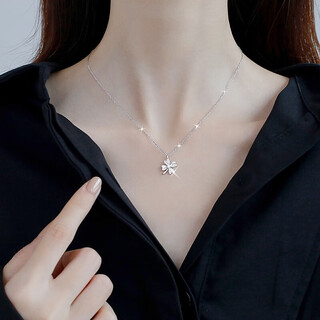Farcoko pt950 platinum necklace women's four-leaf clover pendant platinum clavicle chain fashion jewelry birthday gift for girlfriend pt950 platinum necklace + diamond four-leaf clover pendant - exquisite high-end gift box