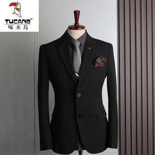 Woodpecker (tucano) large size suit men's four seasons casual business formal wear fashion slim wedding groomsmen dress suit men's black double button (single jacket) 64/7xl (210-230jin jin equals 0.5 kg)