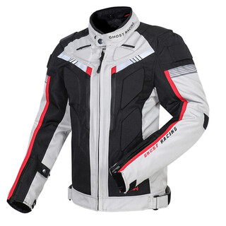 Ghost racing motorcycle riding suit suit all seasons men's windproof breathable anti-fall motorcycle suit jacket motorcycle racing suit light gray top xl