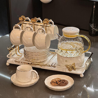 Xibaisheng ceramic water cup set home living room hospitality cup moving to new home gift opening gift high-end gift tea set