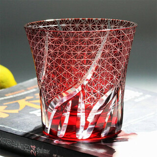 Japan imported oriental sasaki whiskey glass crystal glass japanese-style edo kiriko home decoration red