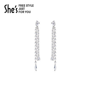 She s qianzi earrings ice and snow secret craft crystal detachable tassel earrings 925 silver needle earrings birthday gift silver h0