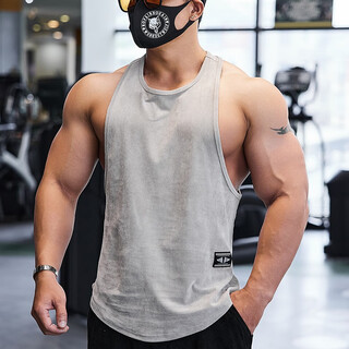 Lutielang professional fitness clothes loose quick-drying sleeveless blouse muscle training racer vest running sports men moonlight gray xxl
