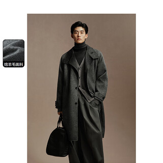 Peacebird men's woolen coat stand collar men's winter woolen coat casual loose trend dark gray m