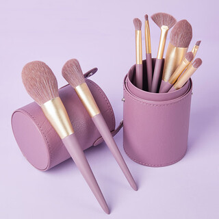 Lan weiting 9 small purple potato makeup brushes concealer blush powder brush set soft imitation corn silk fiber beginners portable small purple potato makeup brush + purple bucket