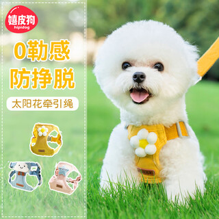 Hippie dog (hipidog) puppy leash vest style small puppy teddy bichon pomeranian celebrity harness dog leash yellow sunflower energetic m (applicable to 4-10 jin jin is equal to 0.5 kg) light and zero burden for travel