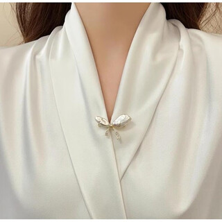 Quamer clothes collar fixed button irregular pearl bow brooch women's pin exquisite and high main image