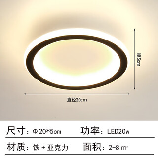 微伙LED玄关阳台灯过道走廊间小吸顶灯网红楼梯进门入户灯极简衣帽卧 圆形20cm20w 白光