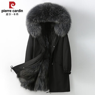 Pierre cardin parka women's fur 2025 winter new raccoon fox fur liner haining parka detachable mid-length gray mid-length m 90-113jin jin is equal to 0.5 kg