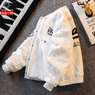 Kuraishi kazuki's trendy autumn and winter handsome baseball uniform jacket men's trendy new fashion casual versatile design jacket for men white xl