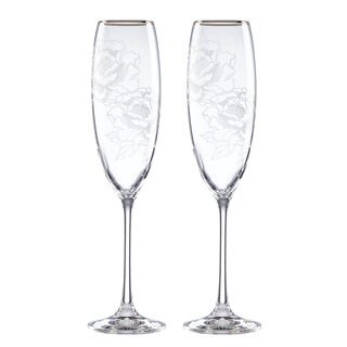 Lenox crystal glass champagne glass 295ml goblet silver peony pattern wedding toast glass 2 pack transparent 2 pack * 1 pack