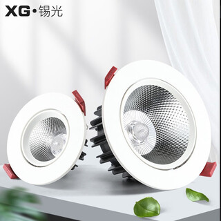 锡光射灯led天花灯家用嵌入式服装店开孔筒灯背景墙聚光牛眼 COB-12W白光9-9.5cm开孔
