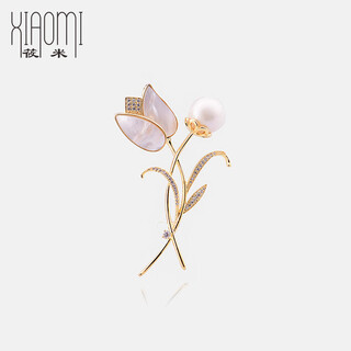 Snqp swarovski craft high-end brooch tulip women's pearl crystal corsage temperament flower gift gold