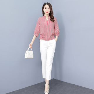 Sibaishe 2026 spring and summer new women's fashion contrast color striped slit shirt