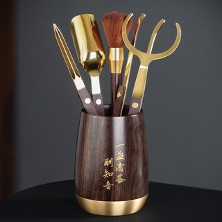 Buchuo tea set accessories tea ceremony six gentlemen tea making set tea knife tea clamp tea needle teaspoon tea making tools three-piece set 1-ebony zhiyin houze tea ceremony six gentlemen