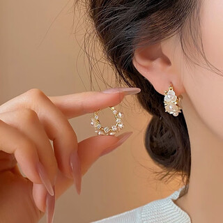 Xiaose imitation pearl flower earrings niche design earrings high-end earrings women's earrings women's 2025 new versatile flower earrings e3157
