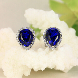 Sapphire earrings, 925 silver inlaid with carat colored gems, tanzanite jewelry earrings, plated with 18k gold, women's blue earrings