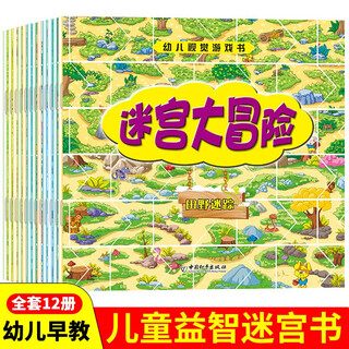 Maze book, a complete set of 12 genuine books, children's maze puzzle concentration training book for 5-6 years old, maze walking picture book adventure book for 3-4 years old, thinking logic attention training book for intellectual development, visual maze game for 7-8 years old and above