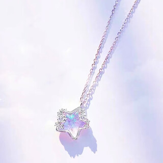 Rongxia blue princess snowflake necklace blue crystal gemstone jewelry children girls aisha girl gift box birthday gift star necklace