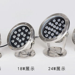 LED水底灯3w6w9w12w18w水池水下灯鱼池景观灯喷泉灯防水七彩射灯 18瓦 白光