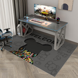 Tidegao gaming room carpet trendy play carpet computer chair swivel chair gaming chair study room non-slip carpet minifigure bear - black 100cm*120cm