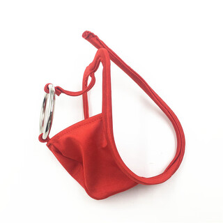 Sexy men's colored panties european and american invisible thong ring seamless men's underwear with hoop red one size