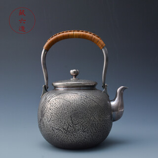 Zangliuzou silver pot with rock orchid pattern silver pot, pure silver 999 kettle and teapot, pure handmade japanese silver pot, rock orchid pattern silver pot 1100ml