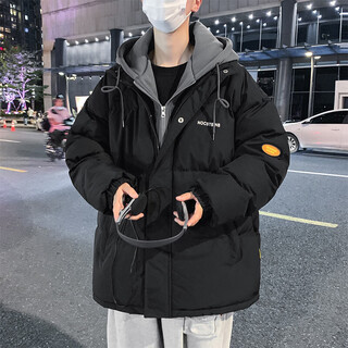 Dingfengbaoluo cotton-padded jacket for men, versatile autumn and winter warm and velvet thickened bread coat, cotton-padded jacket dfm01 black xl