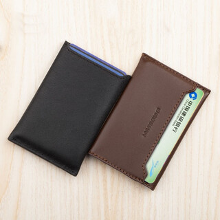 Ehremann creative ultra-thin card holder, men's and women's fashion card holder, small wallet, first-layer cowhide driver's license leather case, black small size