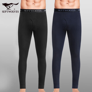 Septwolves 100% cotton autumn men's autumn trousers pure cotton antibacterial fashion open rib trousers warm trousers 100% cotton trousers