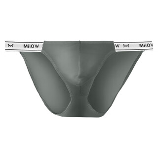 Miiow men's ice silk thong solid color elastic tight sexy low-waist high-cut underwear men's comfortable triangle gray 2 pieces l recommended 100-120jin jin equals 0.5 kg