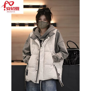 An chuxia autumn and winter new warm outer wear sleeveless cotton jacket american retro solid color cotton vest for men and women