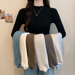 Yu zhaolin half turtleneck knitted bottoming shirt for women autumn and winter sweater for women versatile slim long-sleeved tights black