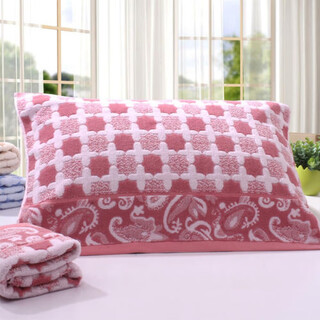 Hazun shanghai old-fashioned jacquard pillow towel cotton pair pure cotton sweat-absorbent towel gauze pillow towel single student adult cross flower bean paste red pillow towel pair