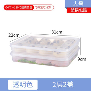 Rihe sheng tang dumpling box household multi-layer quick-frozen dumpling tray chaos twister for refrigerator frozen wonton storage large size - transparent 2 layers 2 lids 2 layers