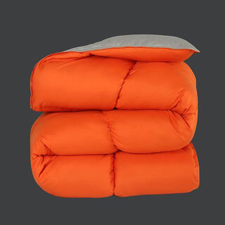 高级羽绒被95白鹅绒8斤被子羽绒被芯6斤加厚冬被10斤双人单人 橘+灰色 200x230cm双人4斤春秋被