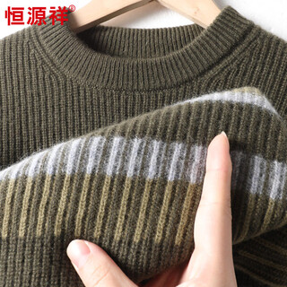 Hengyuanxiang thickened 100% cashmere sweater men's half turtleneck warm sweater 15381799 military green 190/104a