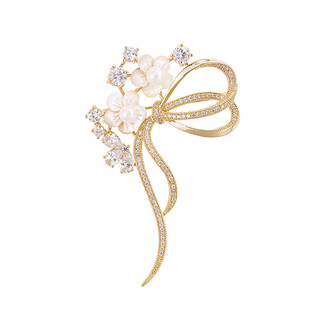 Violet (violet) genuine timber flower brooch high-end women's exquisite flower corsage 2023 new trendy brooch champagne gold