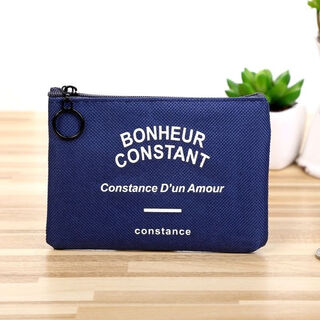 Qindu cute creative canvas striped art mini coin purse coin bag male and female student zipper small wallet