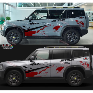 Qiantun is suitable for 2023 jietu traveler car decals, suv stickers, body stickers, decorative modifications, feimo model black and red 9 original material)