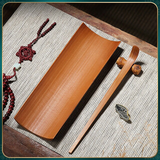 Pine fengwuming bamboo tea appreciation tea lotus tea clip three-piece set tea set accessories sauce tea pour tea pick tea leaf spoon kungfu tea ceremony nanzhu-square-tea+tea pick+round shelf 180x60mm