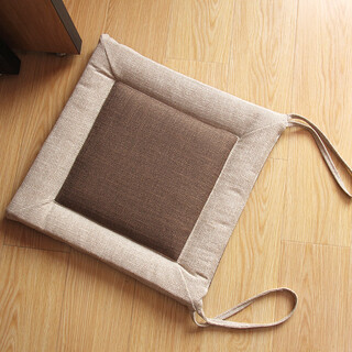 Japanese linen cushion chair cushion square cushion futon thickened tatami bay window blessing coffee cushion brown 40x40cm (thickness 4 cm)