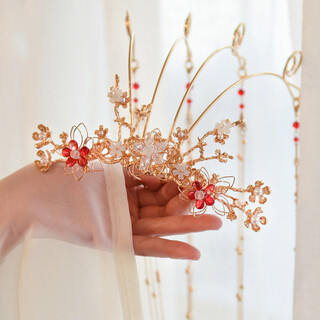 Rongxia ancient costume hanfu headwear, large hair crown, long tassel handmade hair crown, ancient style hair crown, muying hair crown gold