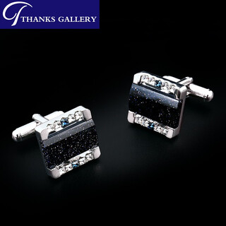 Thanksgallery black warrior co-branded natural starry sky stone cufflinks men's french shirt business light luxury cuffs and cuffs with custom engraving black warrior cufflinks