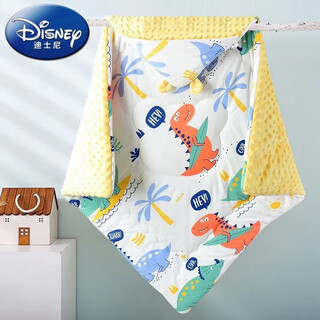 Disney (disney) baby blanket in autumn and winter thickened newborn blanket baby swaddle bean velvet maternity room supplies for outings dinosaur yellow autumn and winter new style larger and thicker three-layer temperature lock