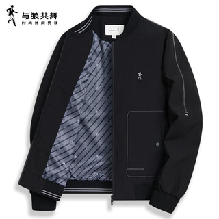 Dances with wolves topstitch design baseball collar jacket men's exquisite lined windproof jacket 001 black 175